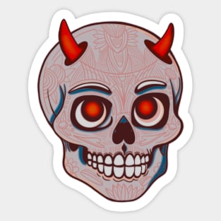 Cute Mexican skull with devil horns Sticker